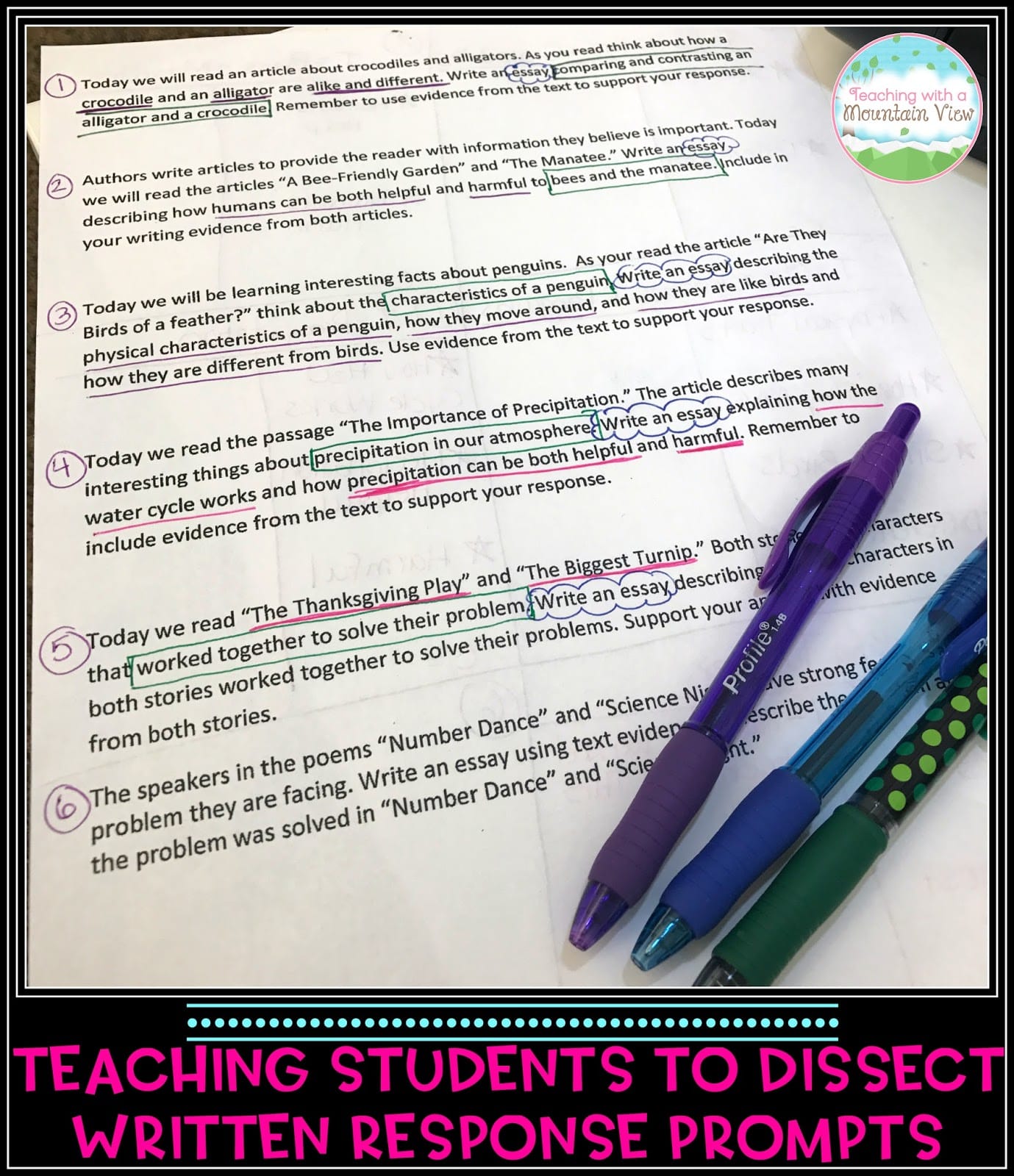 teaching students to dissect Written Response prompts 